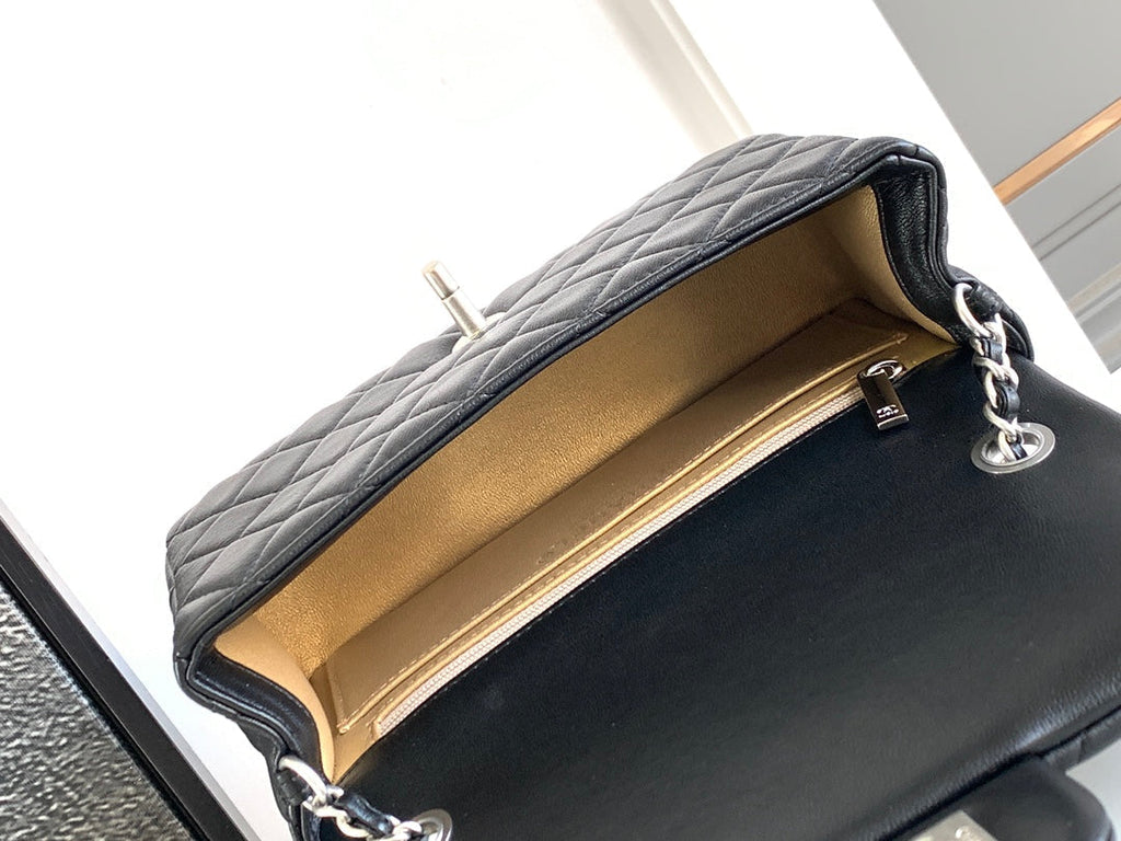 CHANEL SMALL 20 FLAP BAG IN BLACK CALFSKIN