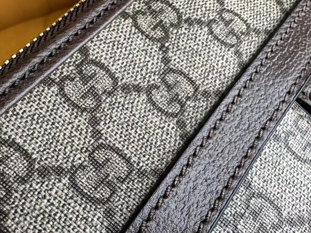 GUCCI OPHIDIA 21  SMALL SHOULDER BAG IN BEIGE CANVAS AND BROWN CALFSKIN