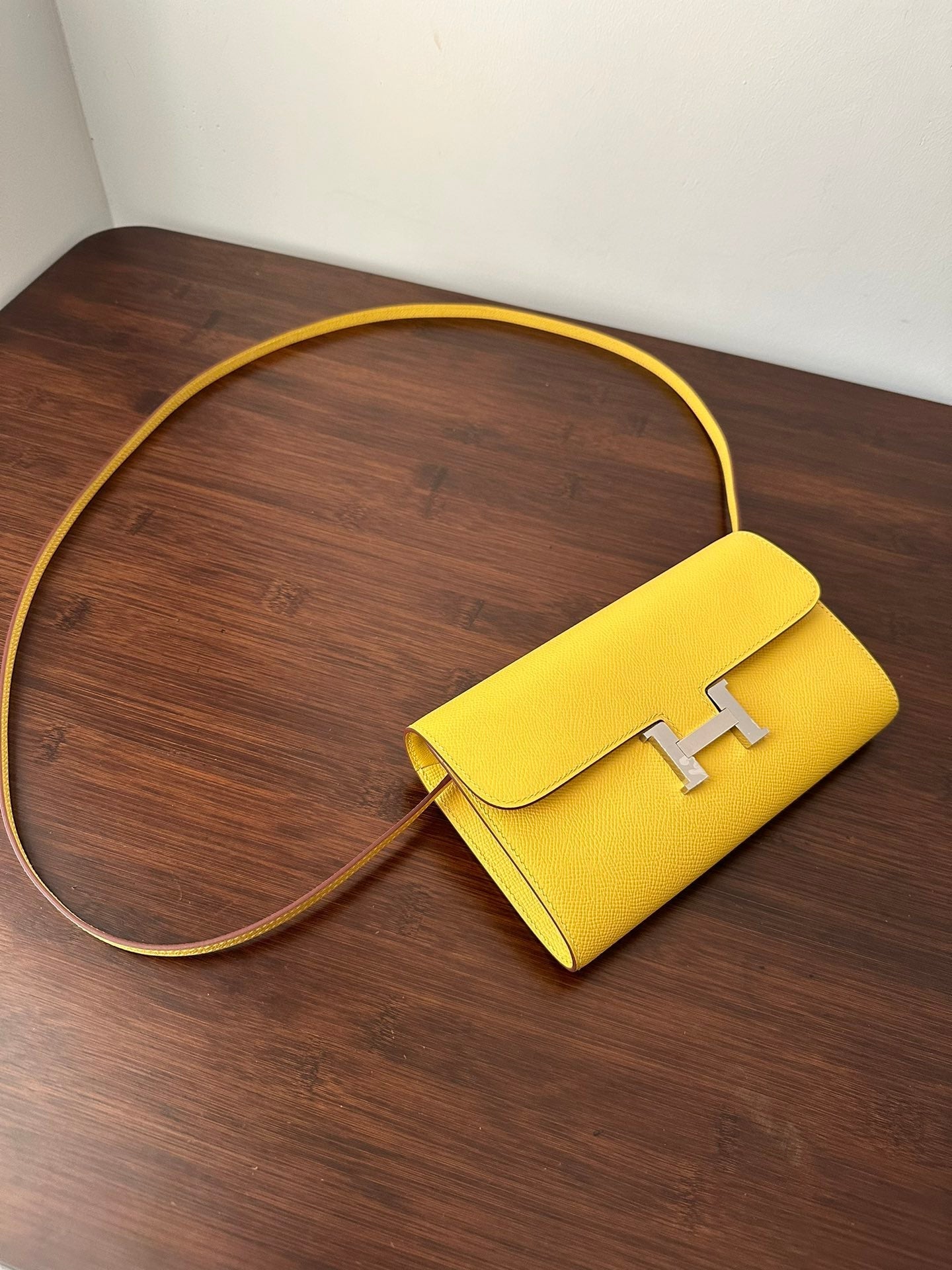 HERMES CONSTANCE TO GO 20.5 YELLOW EPSOM SILVER HARDWARE