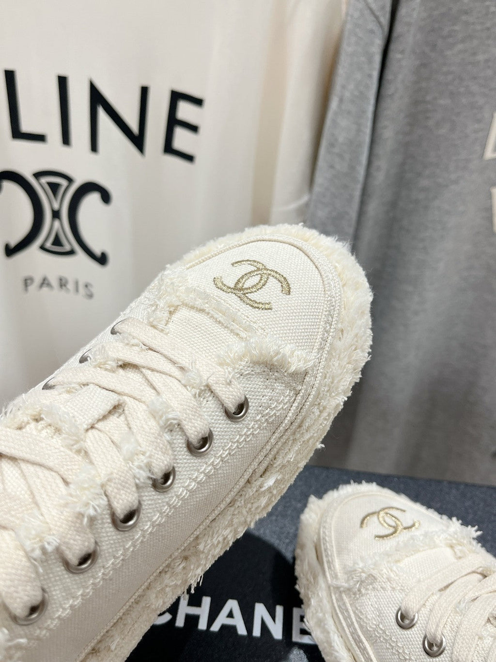 CHANEL SNEAKER WHITE DENIM FABRIC