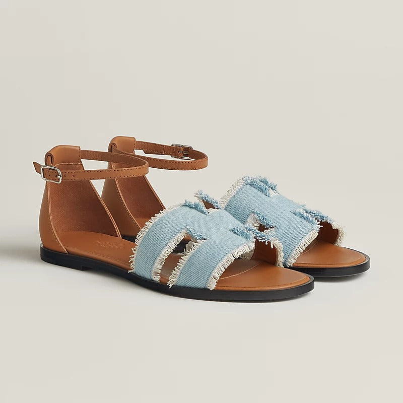 HERMES SANTORINI SANDAL BLEU CLAIR